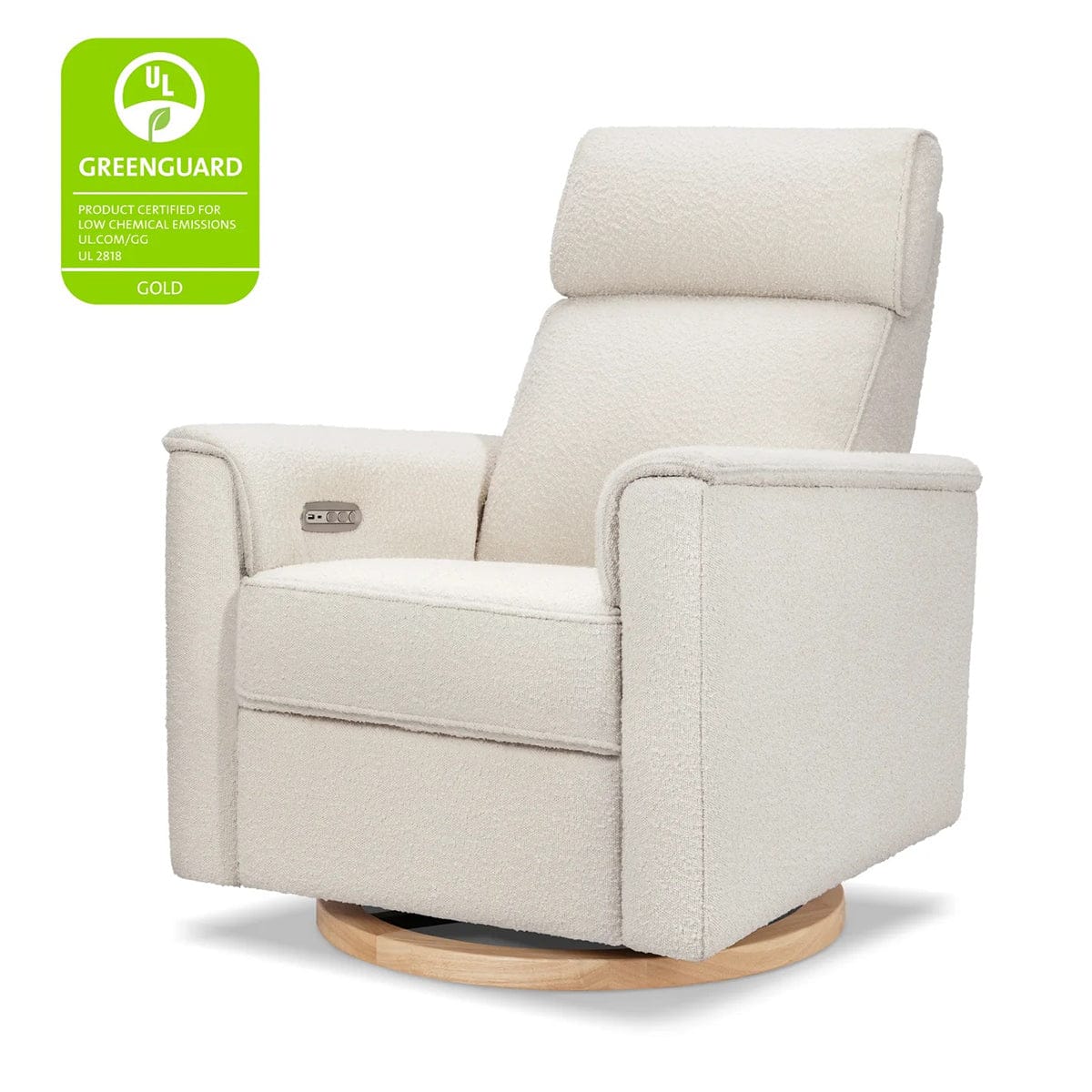 Monogram by Namesake Willa Plus Electric Glider Recliner w/ Electric Headrest - Ivory Boucle w/Light Wood Base - B17186WBLB