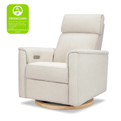 Monogram by Namesake Willa Plus Electric Glider Recliner w/ Electric Headrest - Ivory Boucle w/Light Wood Base - B17186WBLB