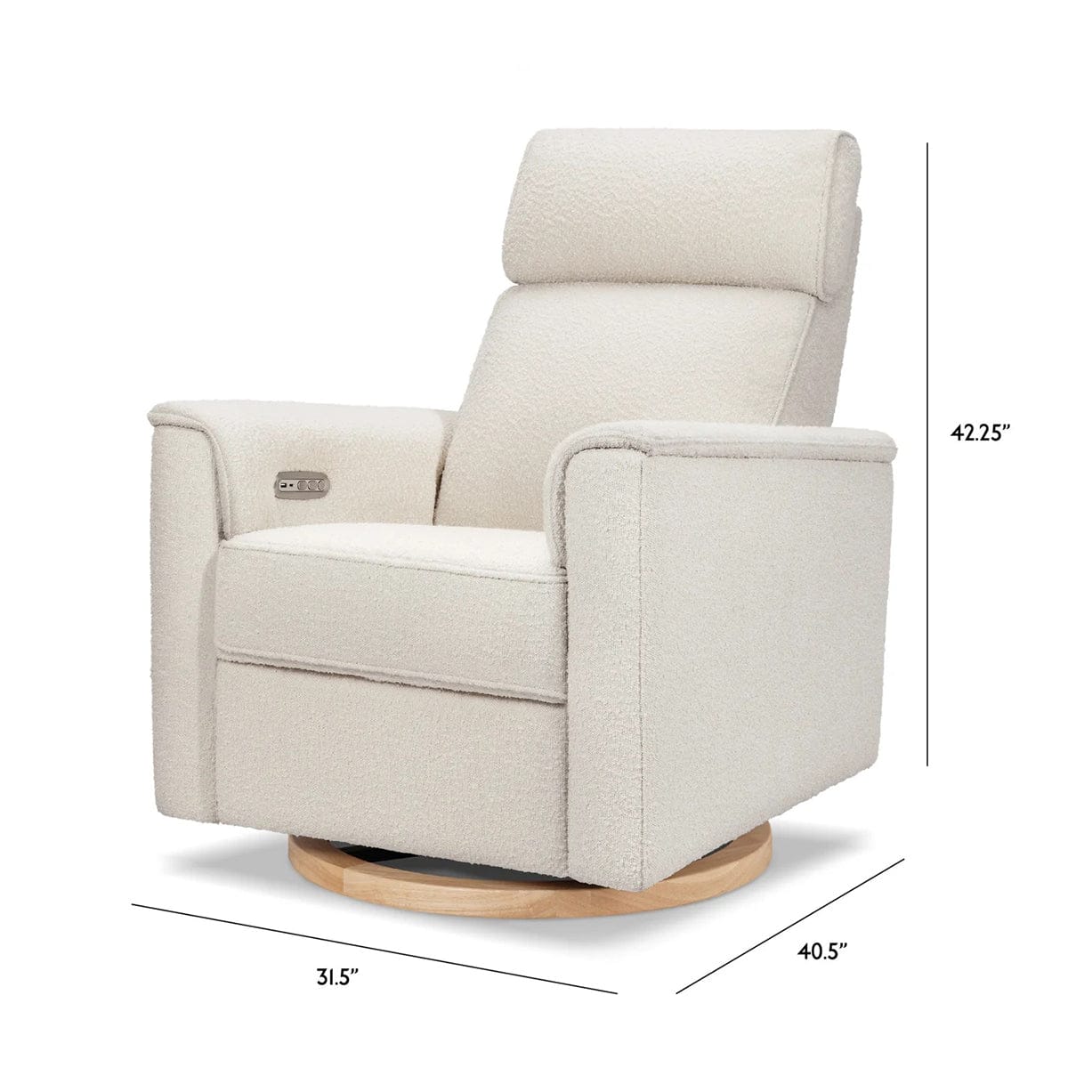Monogram by Namesake Willa Plus Electric Glider Recliner w/ Electric Headrest - Ivory Boucle w/Light Wood Base - B17186WBLB