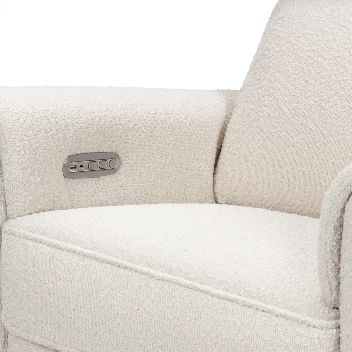 Monogram by Namesake Willa Plus Electric Glider Recliner w/ Electric Headrest - Ivory Boucle w/Light Wood Base - B17186WBLB