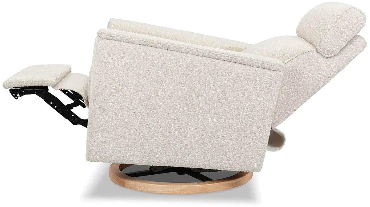 Monogram by Namesake Willa Plus Electric Glider Recliner w/ Electric Headrest - Ivory Boucle w/Light Wood Base - B17186WBLB