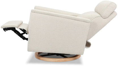 Monogram by Namesake Willa Plus Electric Glider Recliner w/ Electric Headrest - Ivory Boucle w/Light Wood Base - B17186WBLB