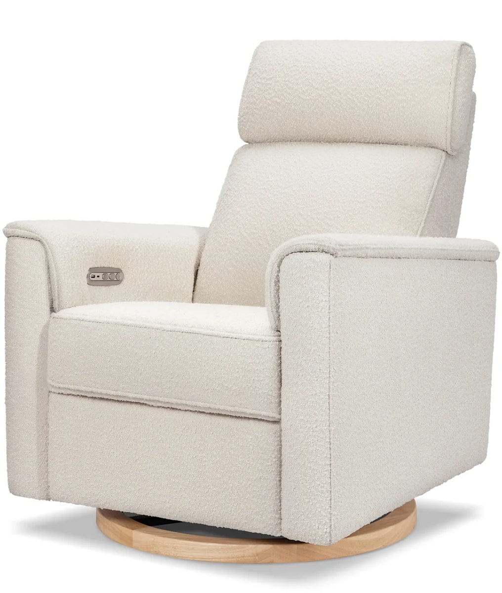 Monogram by Namesake Willa Plus Electric Glider Recliner w/ Electric Headrest - Ivory Boucle w/Light Wood Base - B17186WBLB