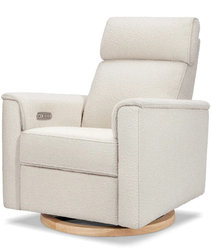 Monogram by Namesake Willa Plus Electric Glider Recliner w/ Electric Headrest - Ivory Boucle w/Light Wood Base - B17186WBLB