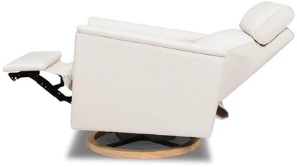 Monogram by Namesake Willa Plus Electric Glider Recliner w/ Electric Headrest - Performance Cream Eco-Weave w/Light Wood Base - B17186PCMEWLB