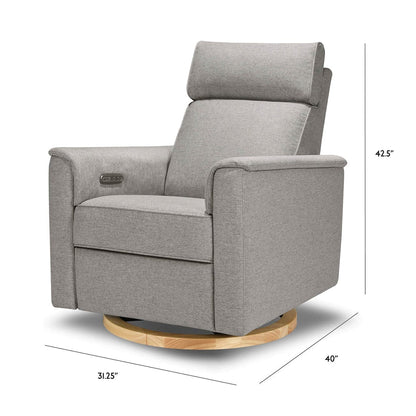 Monogram by Namesake Willa Plus Electric Glider Recliner w/ Electric Headrest - Performance Grey Eco-Weave w/Light Wood Base - B17186PGEWLB
