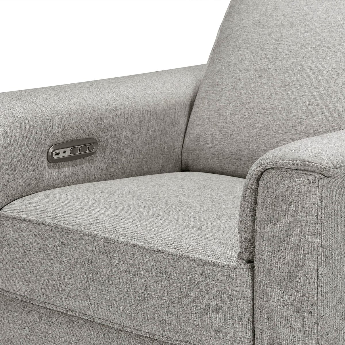 Monogram by Namesake Willa Plus Electric Glider Recliner w/ Electric Headrest - Performance Grey Eco-Weave w/Light Wood Base - B17186PGEWLB
