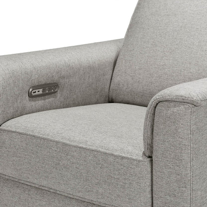 Monogram by Namesake Willa Plus Electric Glider Recliner w/ Electric Headrest - Performance Grey Eco-Weave w/Light Wood Base - B17186PGEWLB
