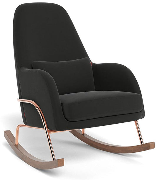 Monte Design Jackson Rocker - Rose Gold Copper Base / Black Performance Microfiber Fabric - JACKSON-RGC-BLACK