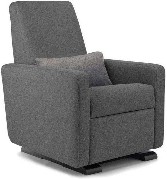Monte Design Motorized Grano Glider Recliner - Espresso Wood Glide Base / Dark Grey Premium Italian Wool Fabric - GRANO-EWG-DGW