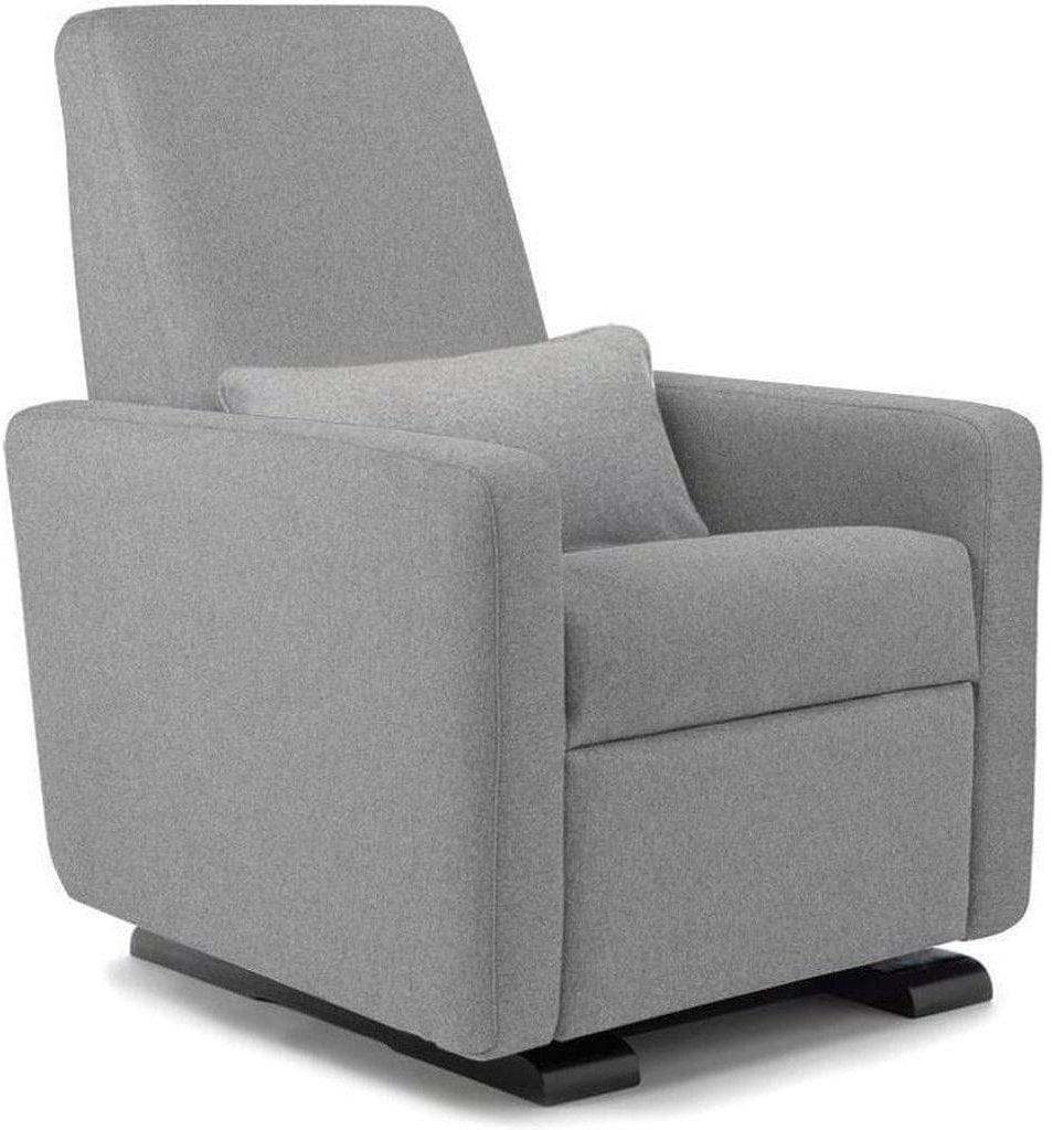 Monte Design Motorized Grano Glider Recliner - Espresso Wood Glide Base / Light Grey Premium Italian Wool Fabric - GRANO-EWG-LGW