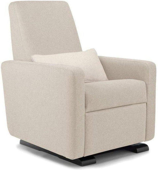 Monte Design Motorized Grano Glider Recliner - Espresso Wood Glide Base / Oatmeal Premium Italian Wool Fabric - GRANO-EWG-OIW