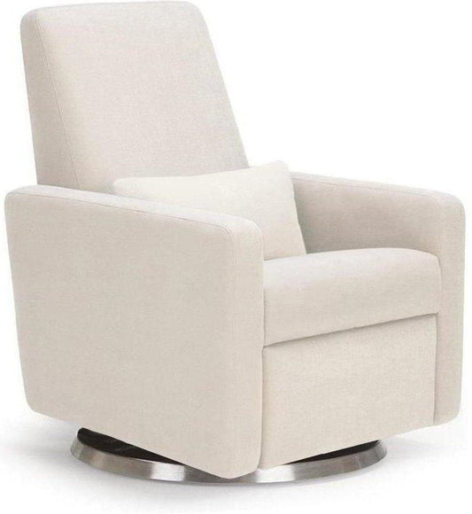 Monte Design Motorized Grano Glider Recliner - Stainless Steel Swivel and Glide Base / Beach Natural Cotton-Linen Fabric - GRANO-SS-BEACH