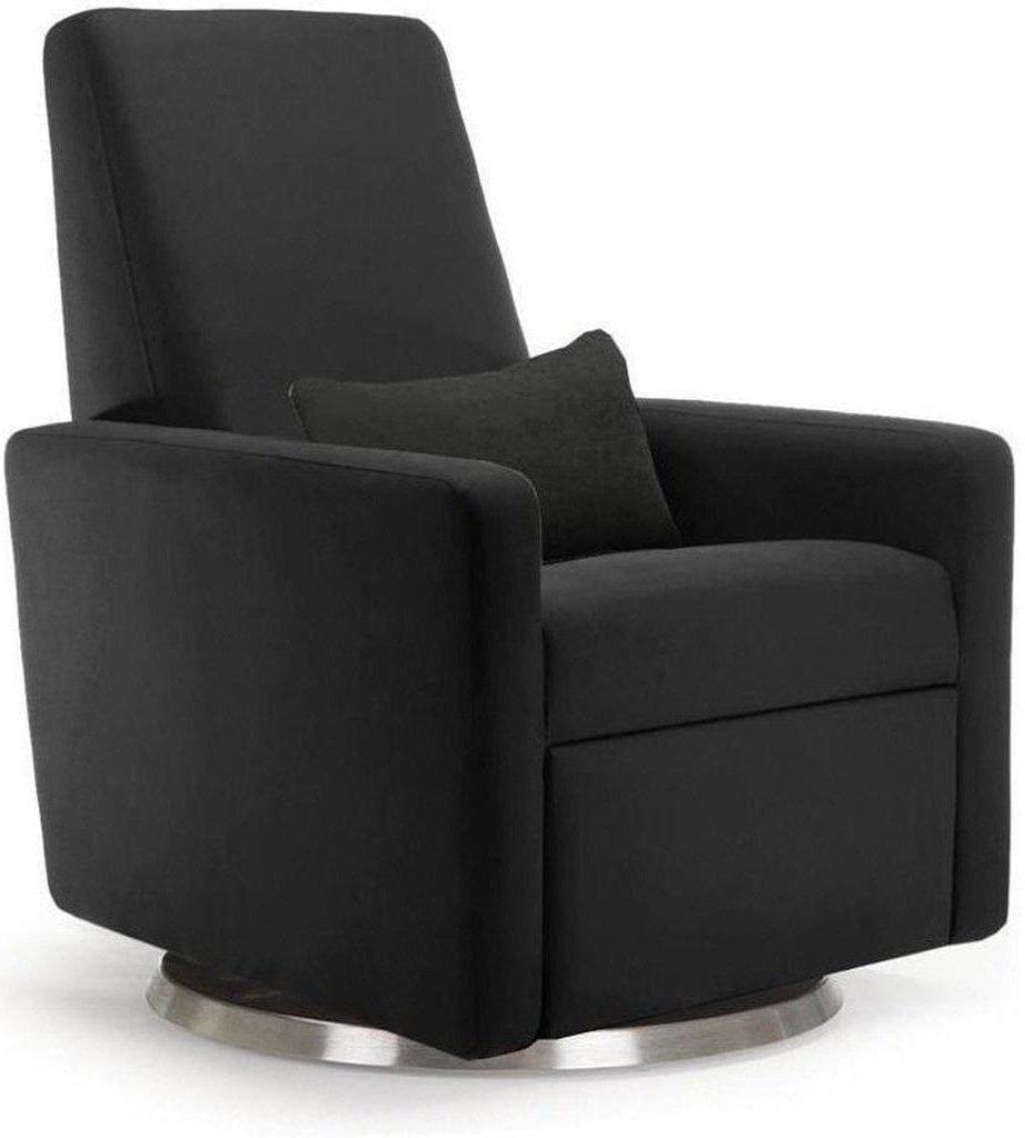 Monte Design Motorized Grano Glider Recliner - Stainless Steel Swivel and Glide Base / Black Performance Microfiber Fabric - GRANO-SS-BPM
