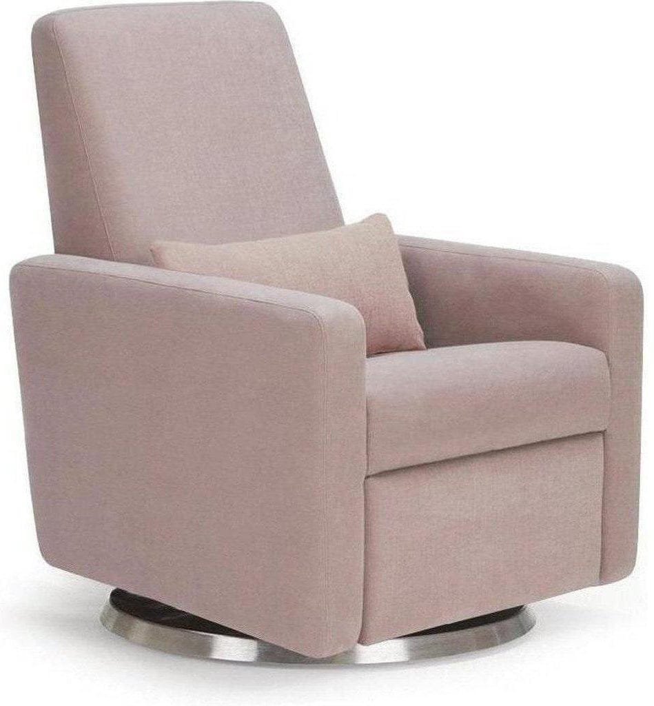 Monte Design Motorized Grano Glider Recliner - Stainless Steel Swivel and Glide Base / Blush Natural Cotton-Linen Fabric - GRANO-SS-BLUSH