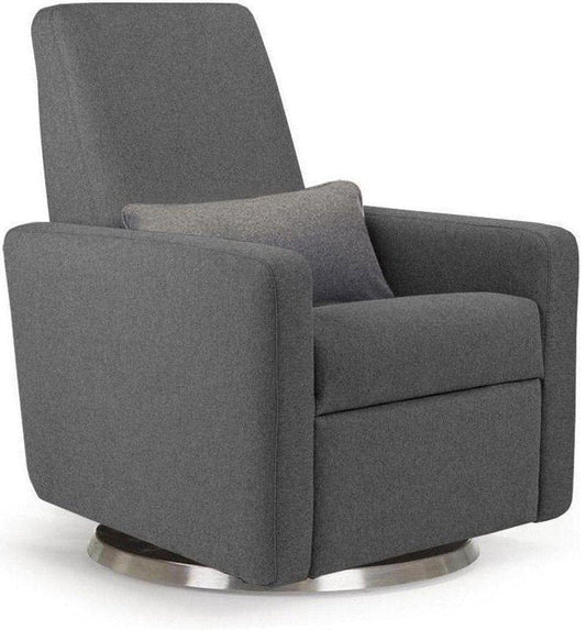 Monte Design Motorized Grano Glider Recliner - Stainless Steel Swivel and Glide Base / Dark Grey Premium Italian Wool Fabric - GRANO-SS-DGW