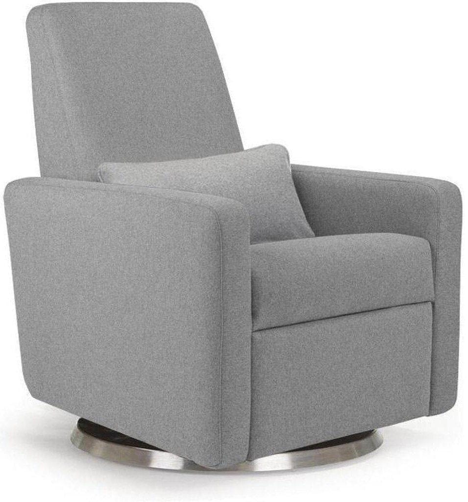 Monte Design Motorized Grano Glider Recliner - Stainless Steel Swivel and Glide Base /  Light Grey Premium Italian Wool Fabric - GRANO-SS-LGW