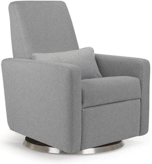 Monte Design Motorized Grano Glider Recliner - Stainless Steel Swivel and Glide Base /  Light Grey Premium Italian Wool Fabric - GRANO-SS-LGW