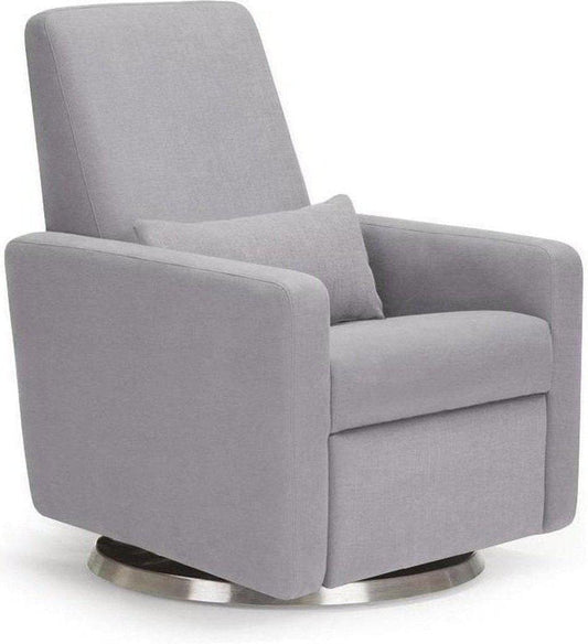 Monte Design Motorized Grano Glider Recliner - Stainless Steel Swivel and Glide Base / Smoke Natural Cotton-Linen Fabric - GRANO-SS-SMOKE