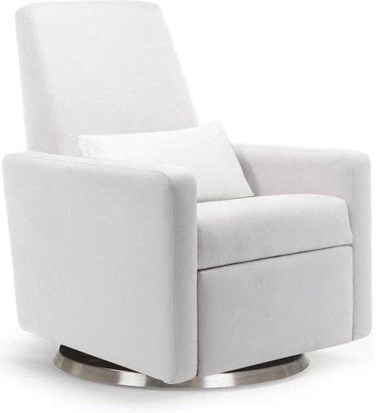 Monte Design Motorized Grano Glider Recliner - Stainless Steel Swivel and Glide Base / White Performance Microsuede Fabric - GRANO-SS-WPM