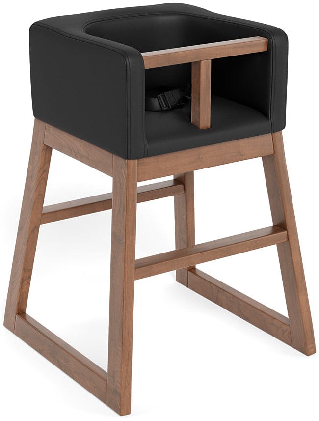 Monte Design Tavo High Chair - Walnut Base / Black Enviroleather Fabric - TAVO-WAL-BLACK