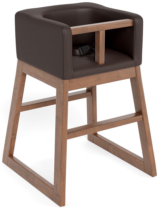 Monte Design Tavo High Chair - Walnut Base / Brown Enviroleather Fabric - TAVO-WAL-BROWN