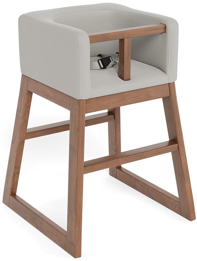 Monte Design Tavo High Chair - Walnut Base / Grey Enviroleather Fabric - TAVO-WAL-GREY