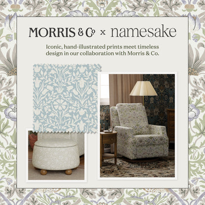 Morris & Co. x Namesake Crawford Gliding Ottoman - Bellflowers in Powdered Blue - M21785BPB