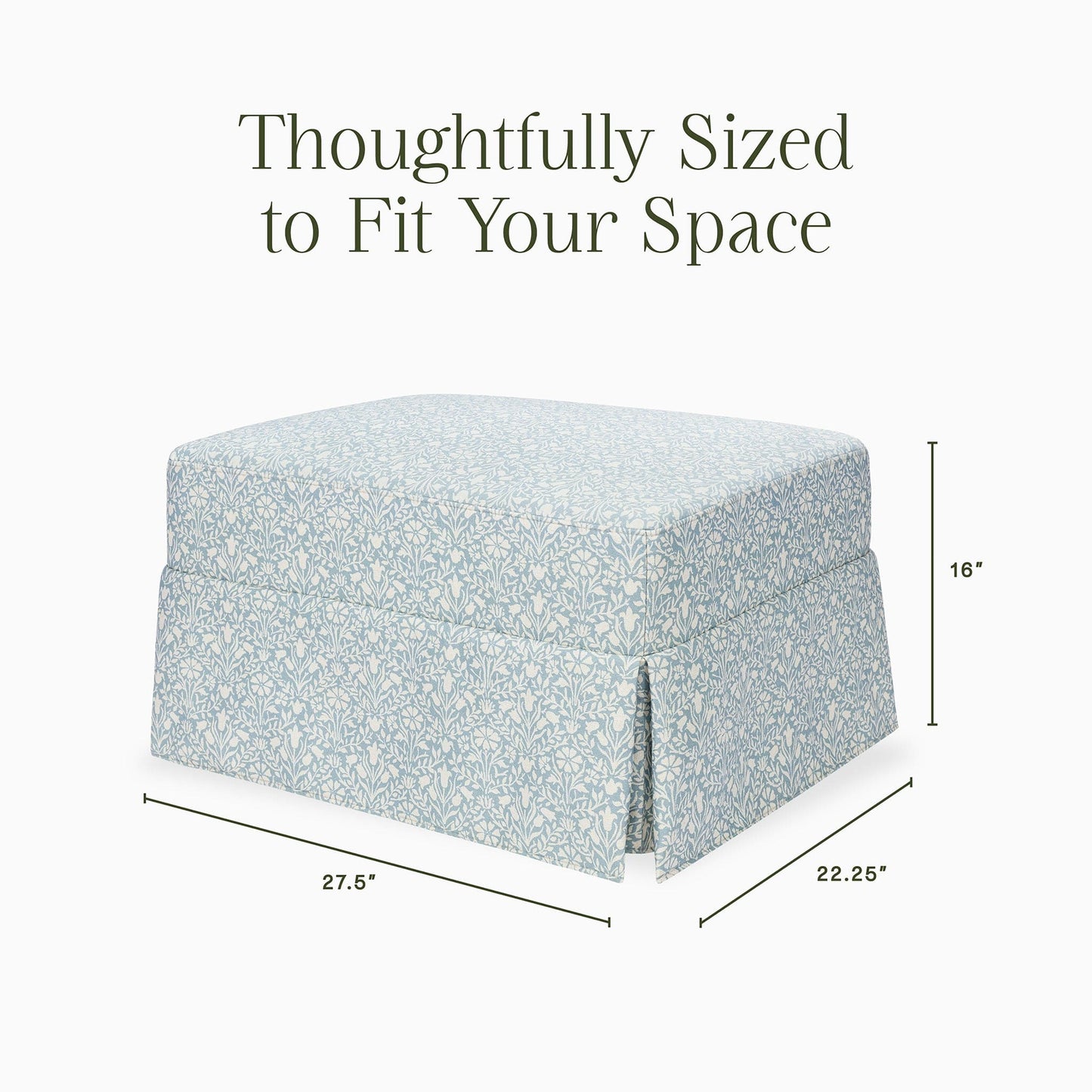 Morris & Co. x Namesake Crawford Gliding Ottoman - Bellflowers in Powdered Blue - M21785BPB