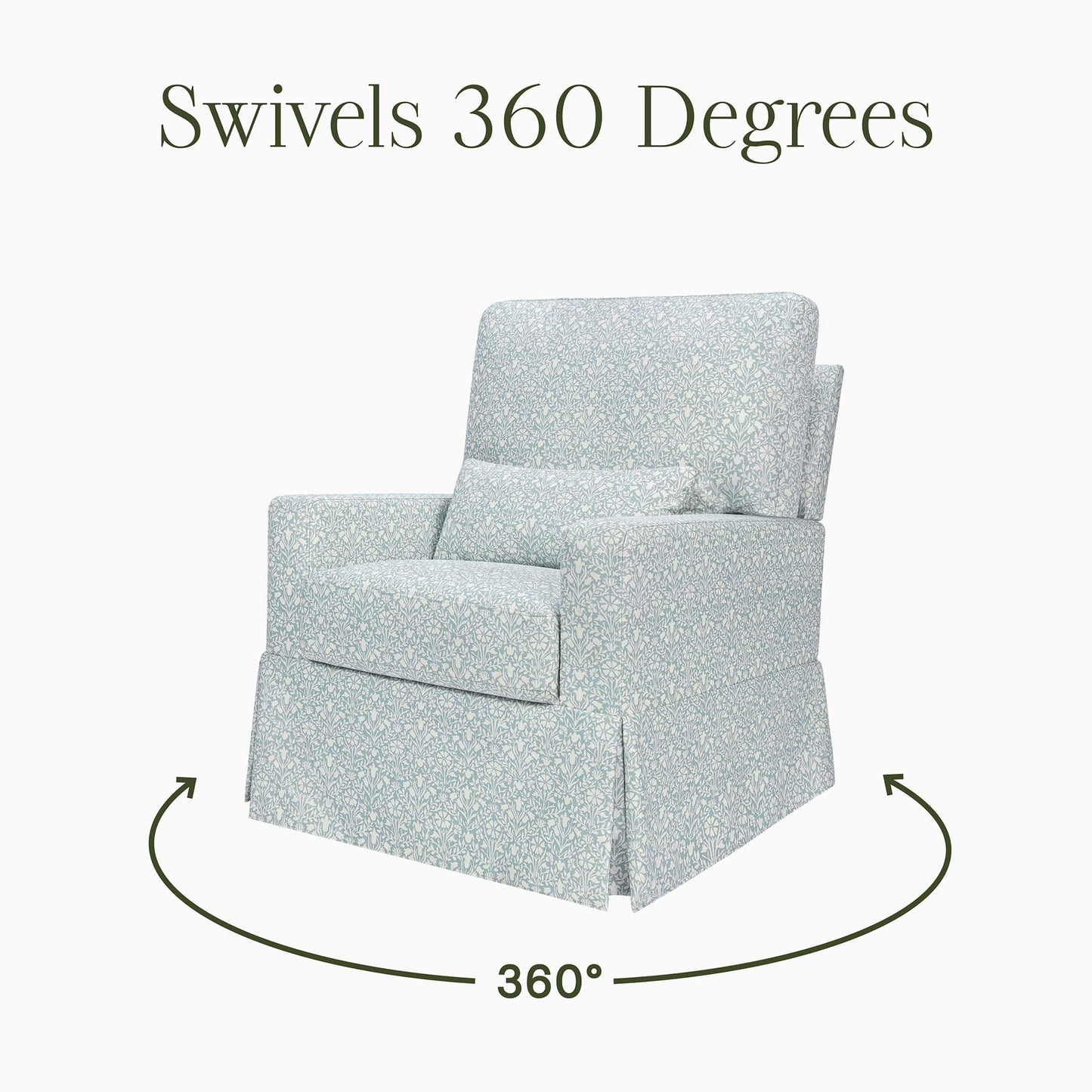 Morris & Co. x Namesake Crawford Pillowback Comfort Swivel Glider - Bellflowers in Powdered Blue - M21787BPB