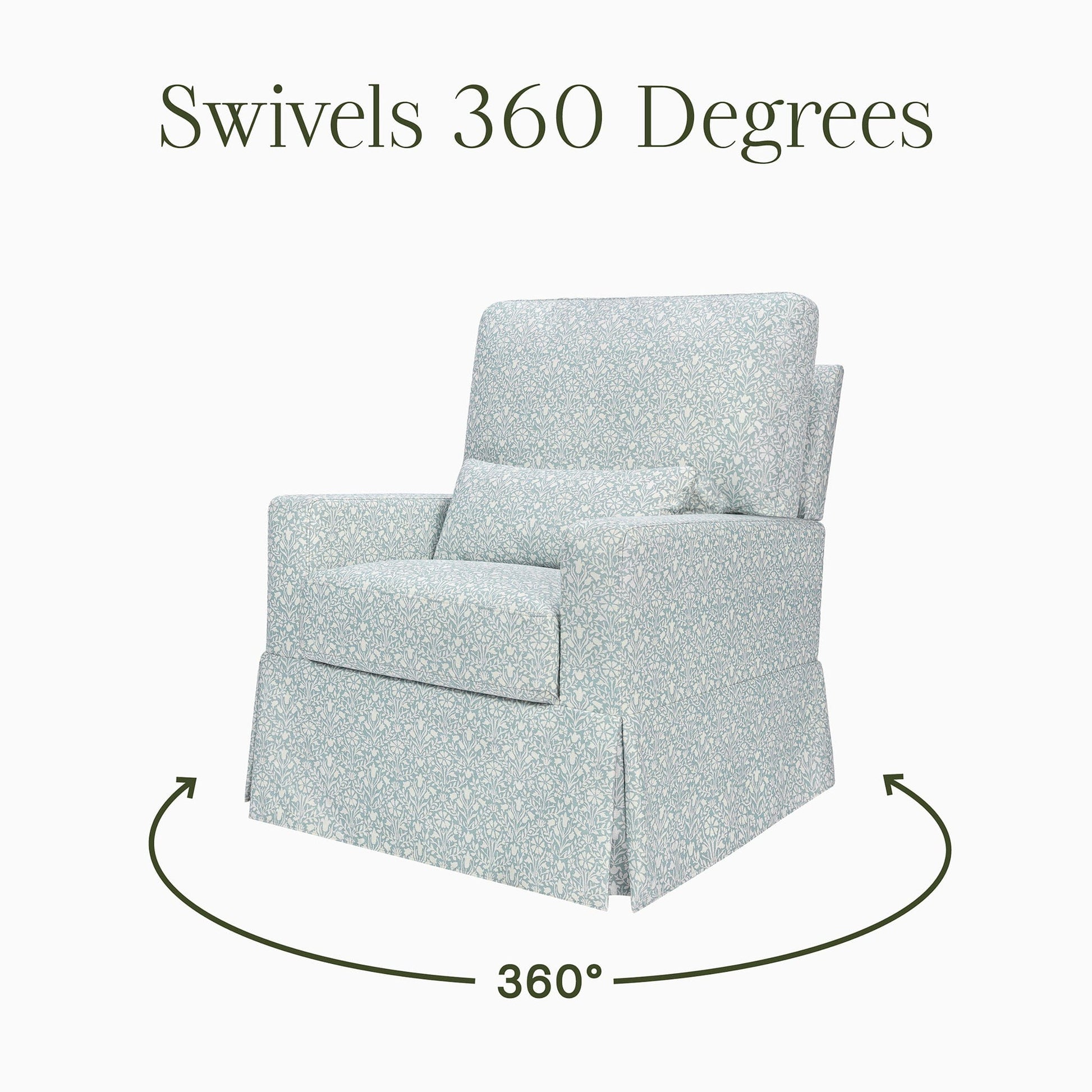Morris & Co. x Namesake Crawford Pillowback Comfort Swivel Glider - Bellflowers in Powdered Blue - M21787BPB