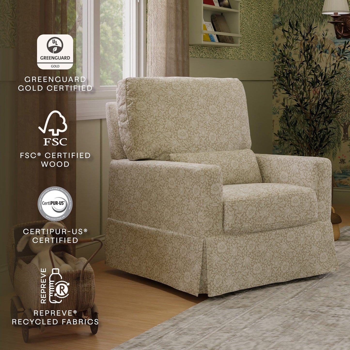 Morris & Co. x Namesake Crawford Pillowback Comfort Swivel Glider - Mallow in Ash - M21787MA