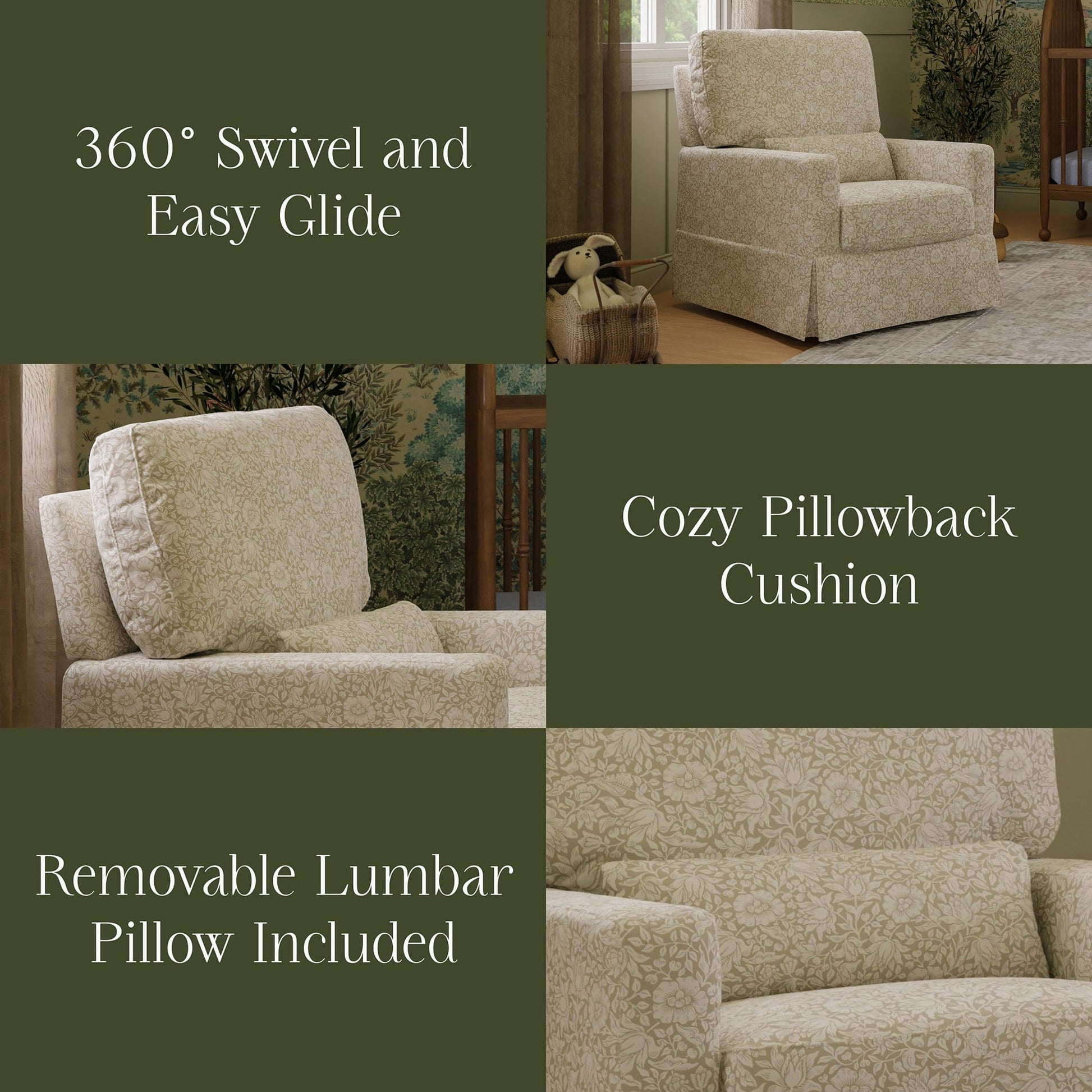 Morris & Co. x Namesake Crawford Pillowback Comfort Swivel Glider - Mallow in Ash - M21787MA