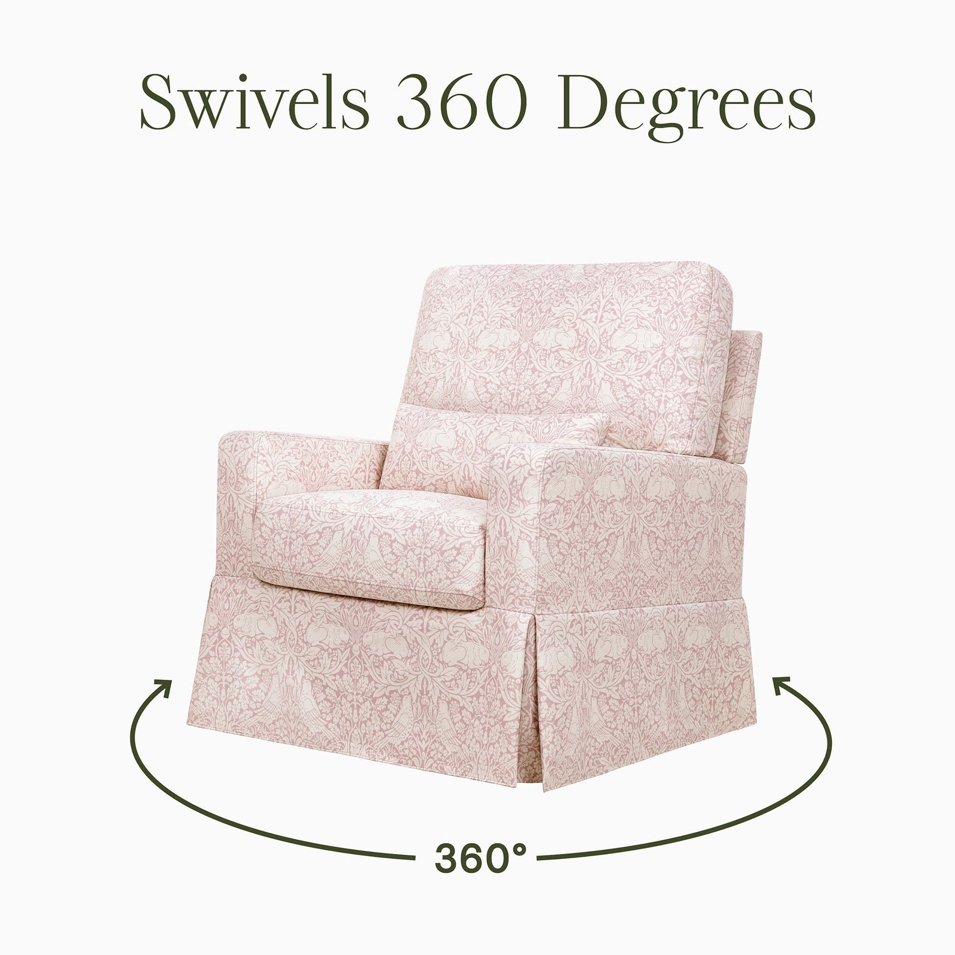 Morris & Co. x Namesake Crawford Pillowback Comfort Swivel Glider - Pure Brer Rabbit in Rose - M21787PBRR