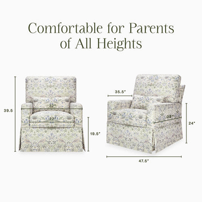 Morris & Co. x Namesake Crawford Pillowback Comfort Swivel Glider - Strawberry Thief in Fig & Thyme - M21787TTFT