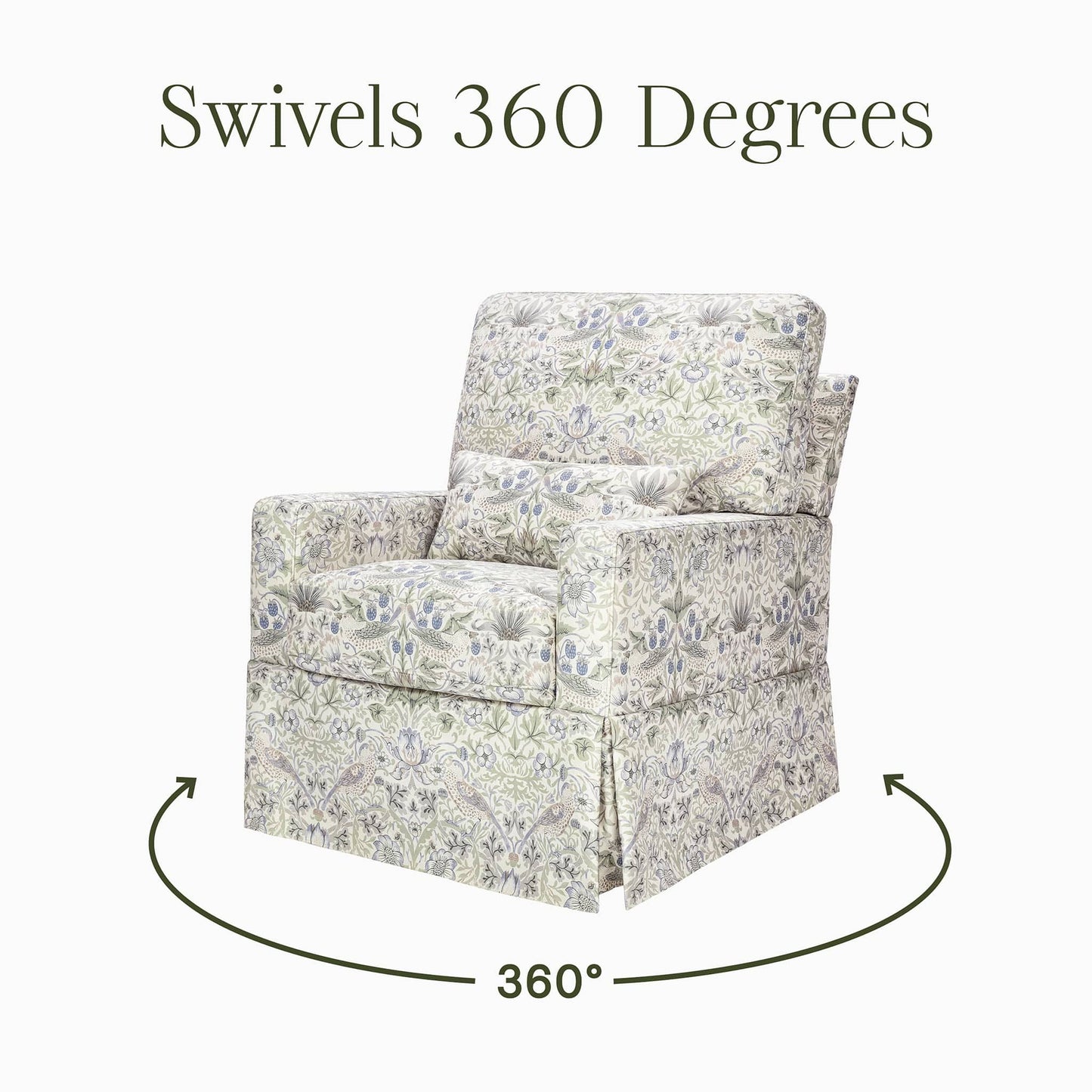 Morris & Co. x Namesake Crawford Pillowback Comfort Swivel Glider - Strawberry Thief in Fig & Thyme - M21787TTFT