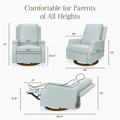 Morris & Co. x Namesake Crewe Swivel Glider Recliner - Bellflowers in Powdered Blue - M22287BPBDB