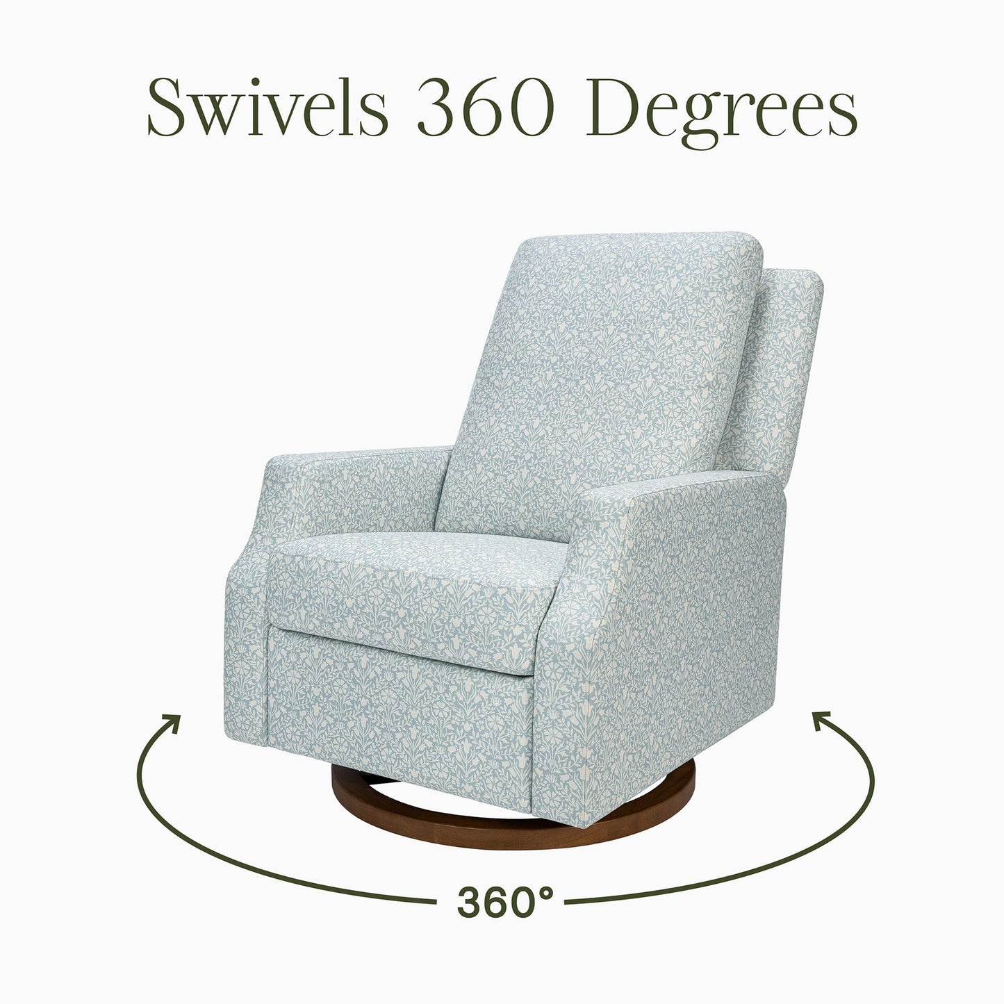 Morris & Co. x Namesake Crewe Swivel Glider Recliner - Bellflowers in Powdered Blue - M22287BPBDB