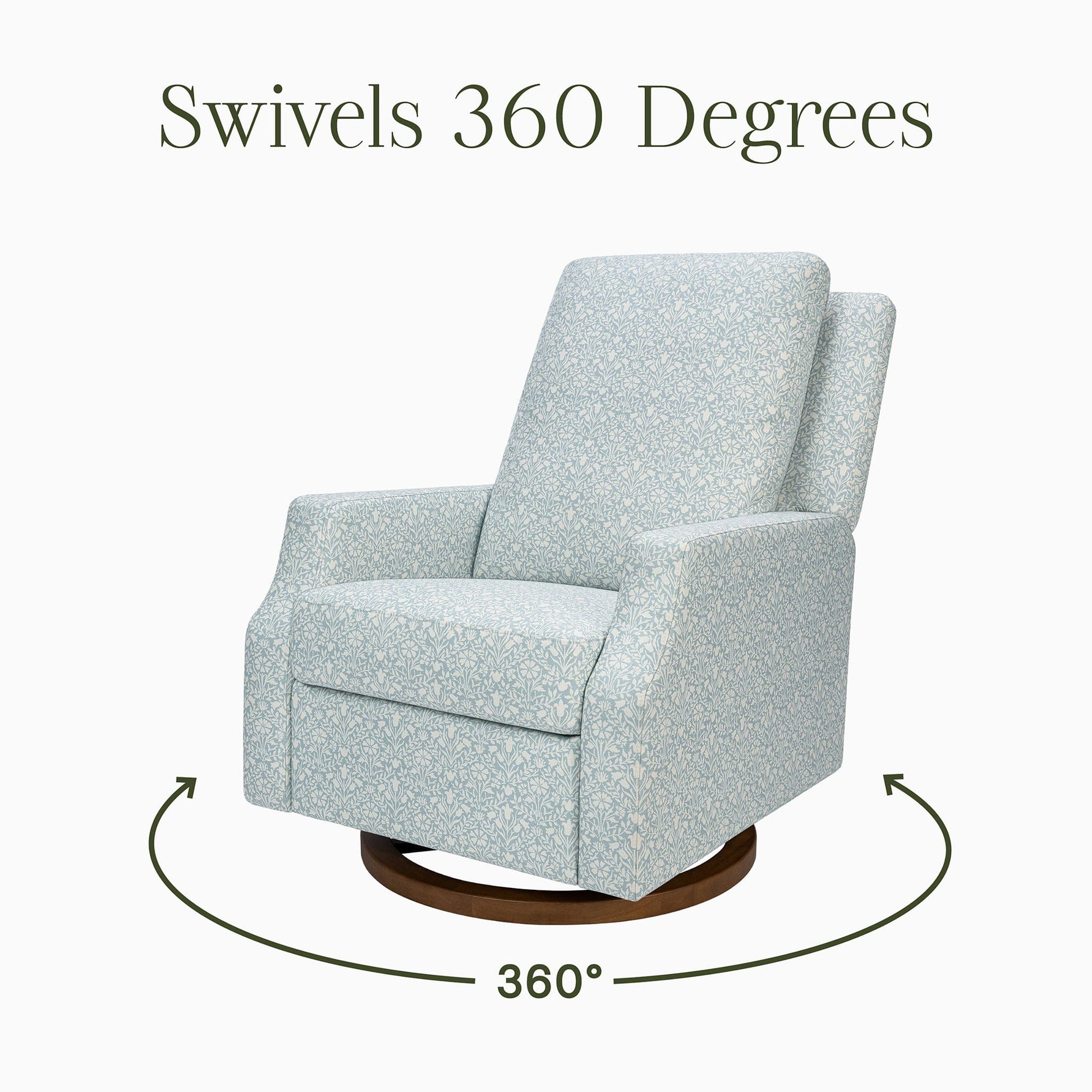 Morris & Co. x Namesake Crewe Swivel Glider Recliner - Bellflowers in Powdered Blue - M22287BPBDB