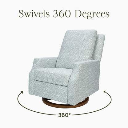 Morris & Co. x Namesake Crewe Swivel Glider Recliner - Bellflowers in Powdered Blue - M22287BPBDB