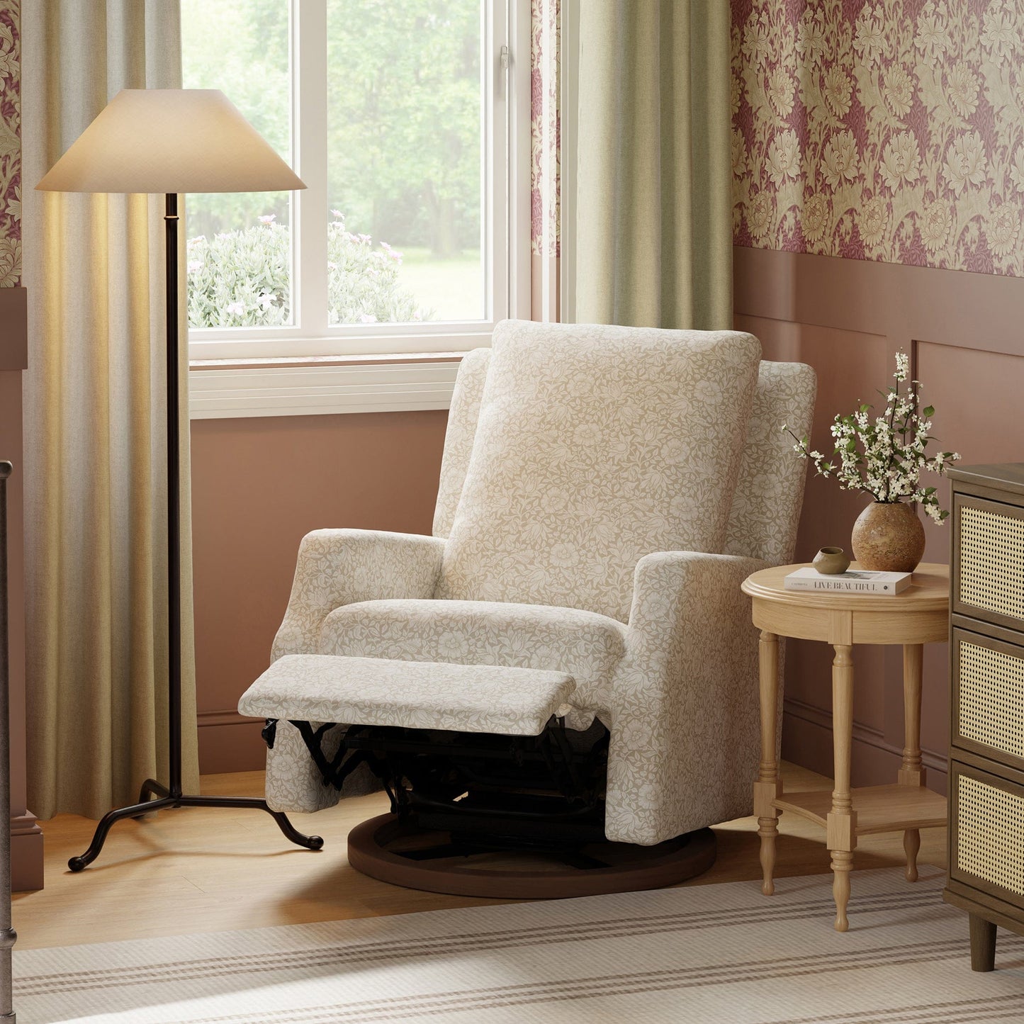 Morris & Co. x Namesake Crewe Swivel Glider Recliner - Mallow in Ash - M22287MADB