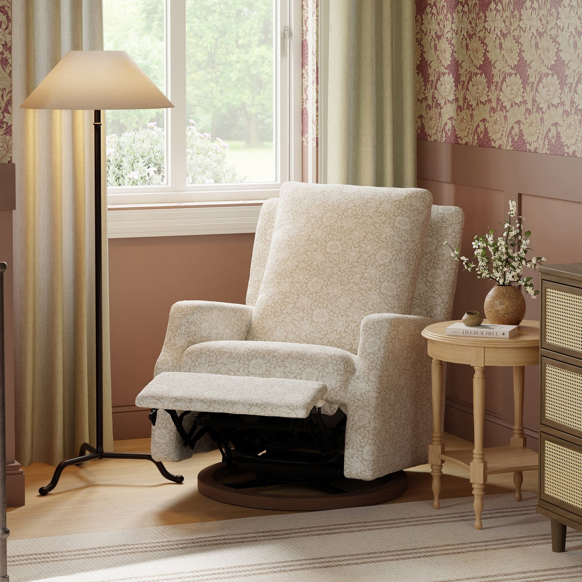 Morris & Co. x Namesake Crewe Swivel Glider Recliner - Mallow in Ash - M22287MADB