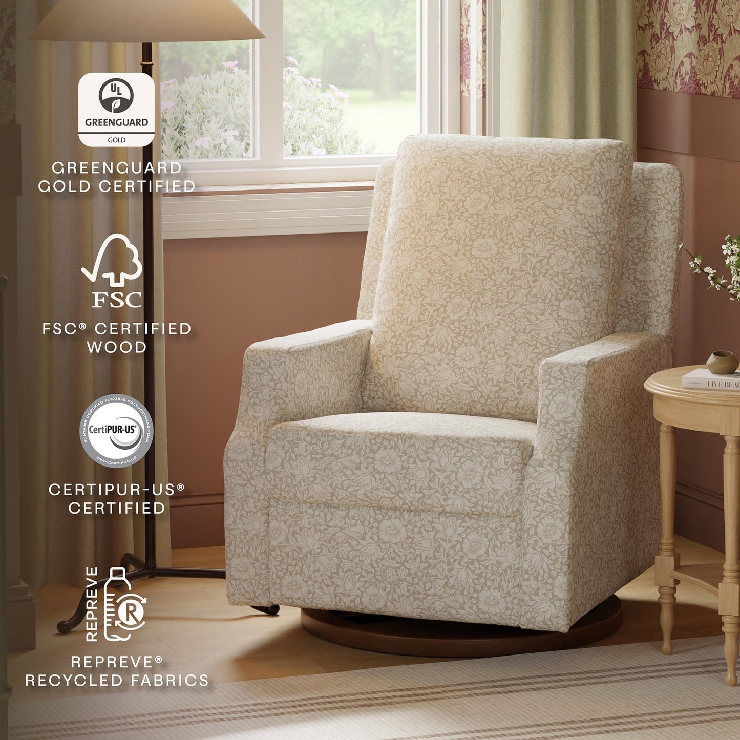 Morris & Co. x Namesake Crewe Swivel Glider Recliner - Mallow in Ash - M22287MADB