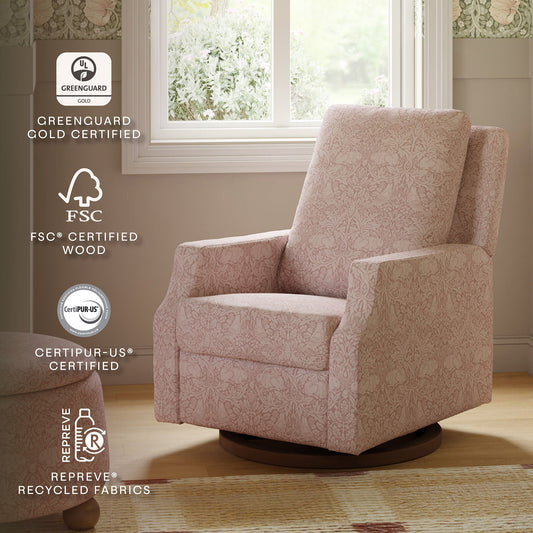 Morris & Co. x Namesake Crewe Swivel Glider Recliner - Pure Brer Rabbit in Rose - M22287PBRRDB