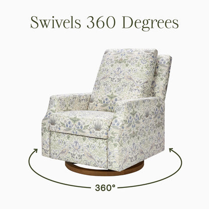 Morris & Co. x Namesake Crewe Swivel Glider Recliner - Strawberry Thief in Fig & Thyme - M22287TTFTDB