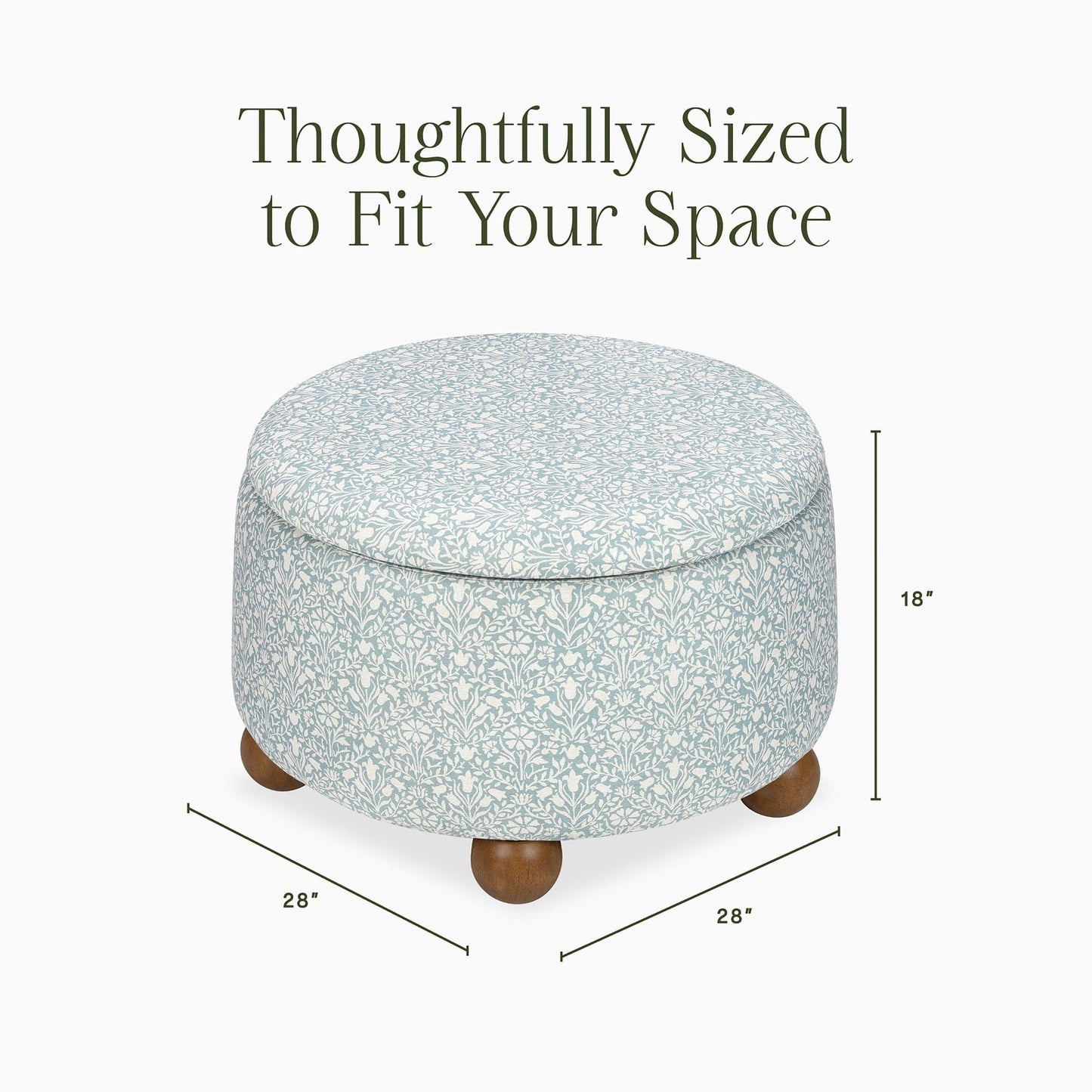Morris & Co. x Namesake Tuffet Storage Ottoman - Bellflowers in Powdered Blue - M30985BPBDF
