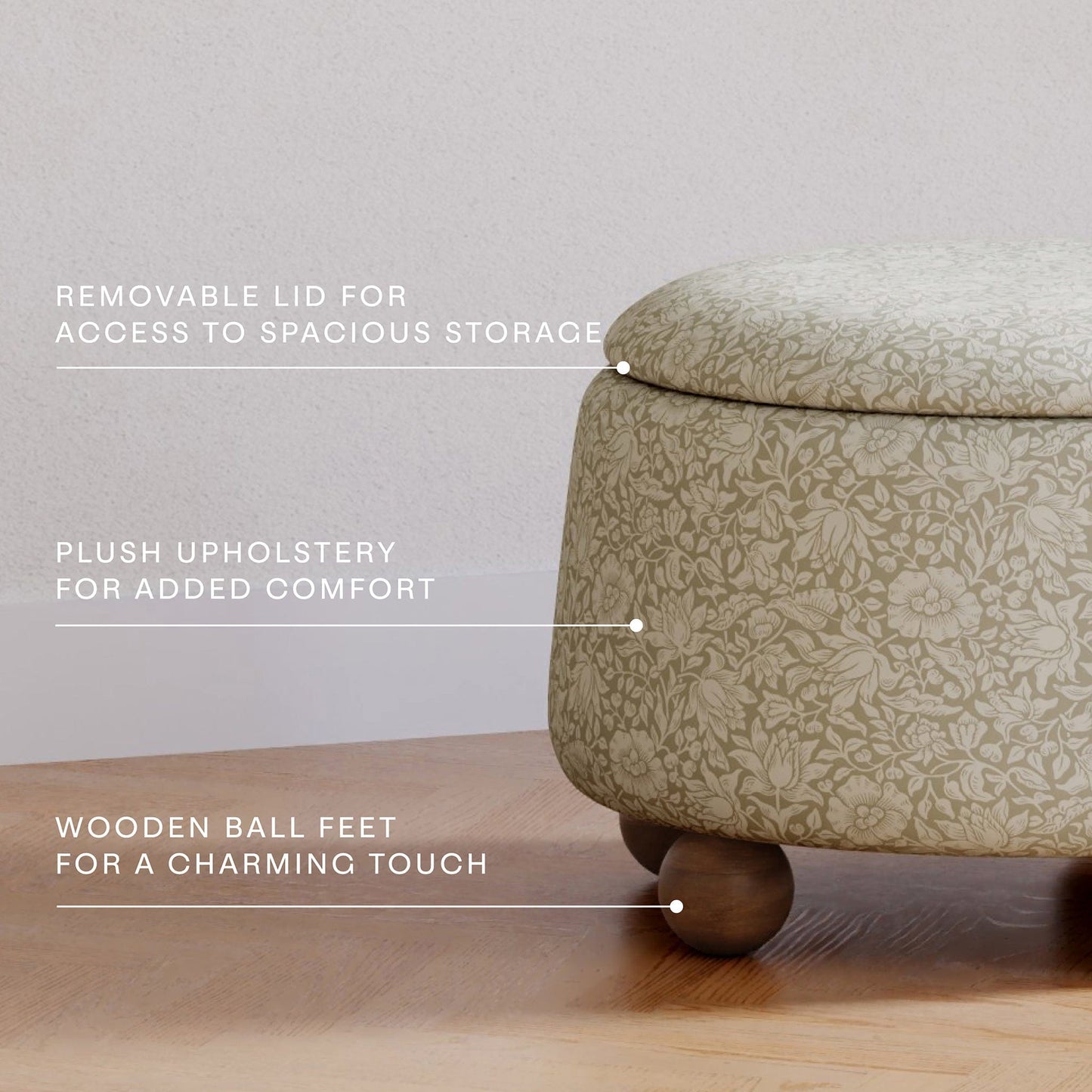 Morris & Co. x Namesake Tuffet Storage Ottoman - Mallow in Ash - M30985MADF