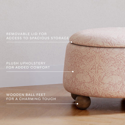 Morris & Co. x Namesake Tuffet Storage Ottoman - Pure Brer Rabbit in Rose - M30985PBRRDF