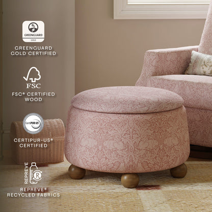 Morris & Co. x Namesake Tuffet Storage Ottoman - Pure Brer Rabbit in Rose - M30985PBRRDF