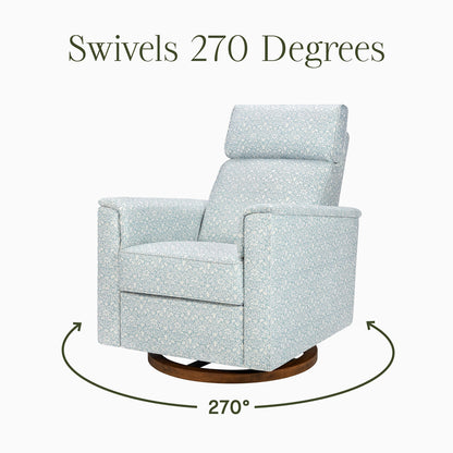 Morris & Co. x Namesake Willa Plus Power Glider Recliner w/ Power Headrest - Bellflowers in Powdered Blue - M17186BPBDB